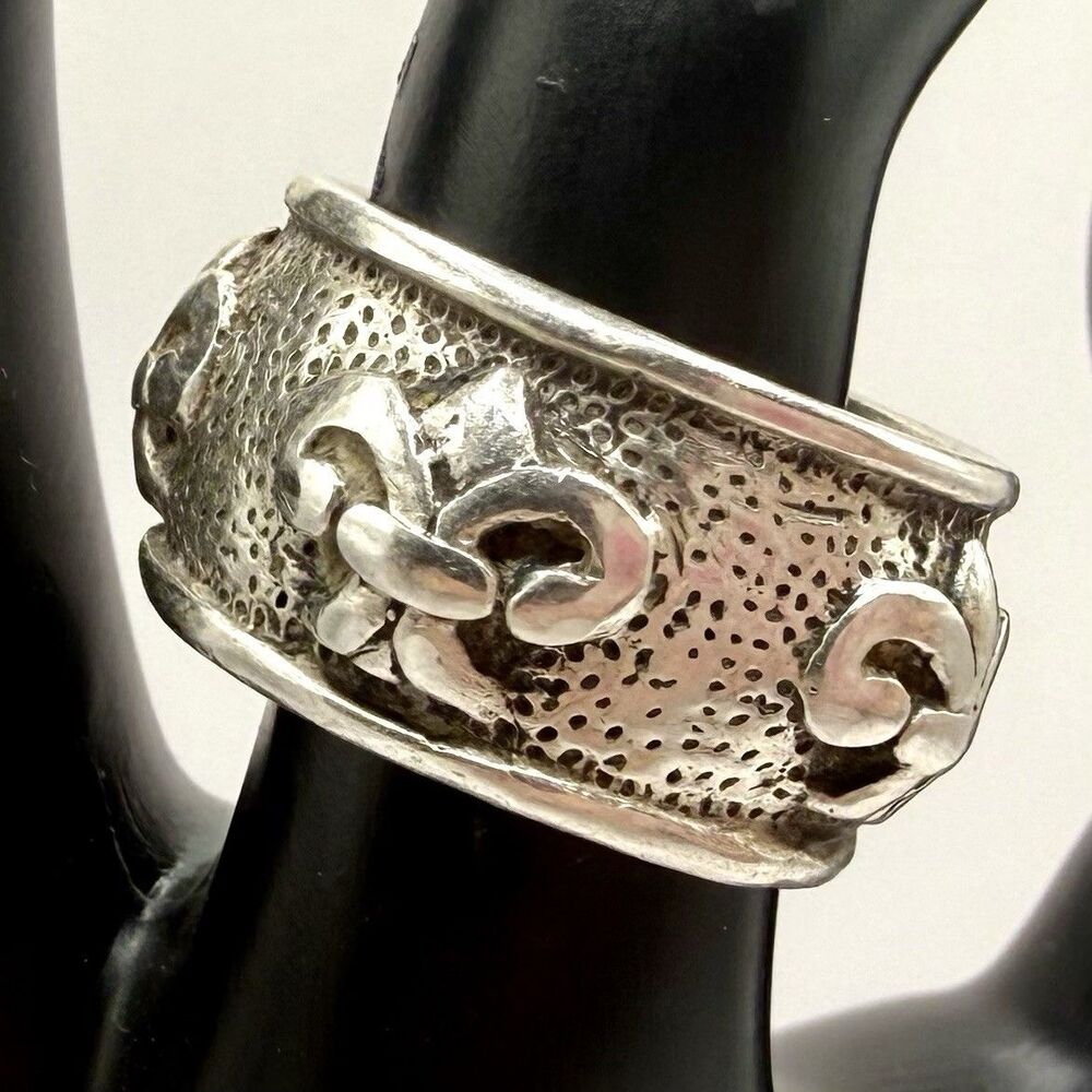 EXEX Claudia Agudelo 925 Fleur De Lis Sterling Silver Y2K Boho Statement Ring